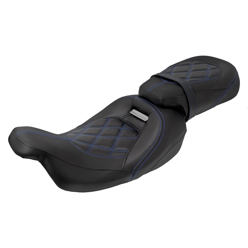 Rider Passenger Seat Two-up Seat For Harley Touring Models ’09-’23 Blue Stitching | Mactions