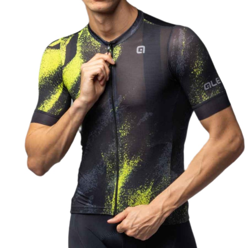Ale Clothing Trace Pragma Short Sleeves Cycle Jersey Black Green
