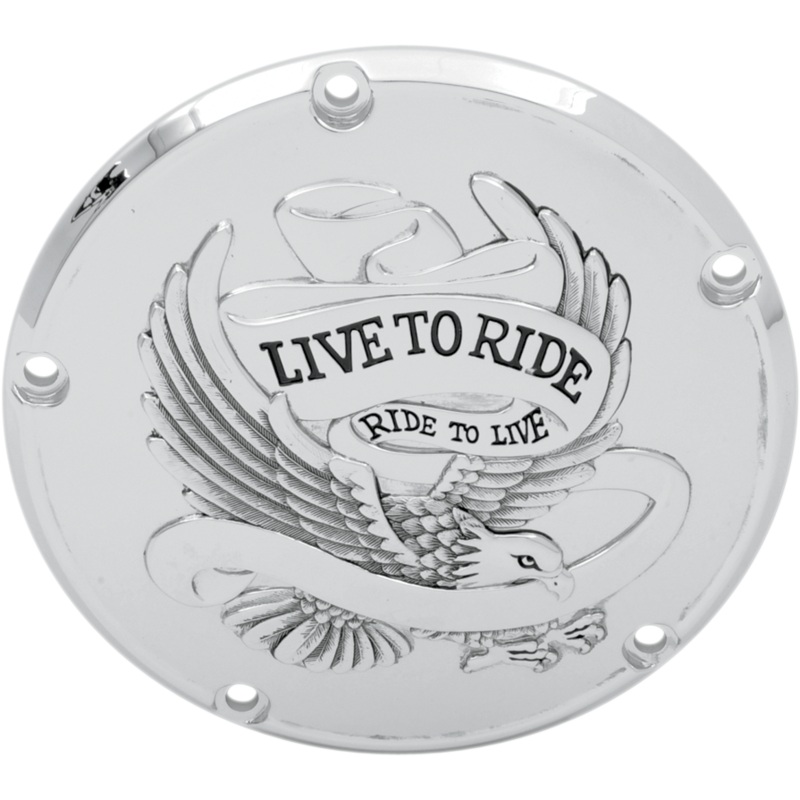 Live to Ride Derby Cover – 5-Hole – Chrome – 99-18 Big Twin