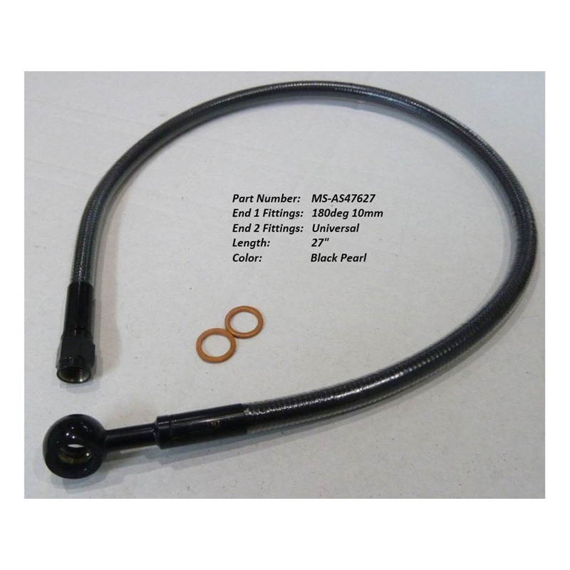 27in. Upper Front Brake Line with 10mm x 180 Degree Banjo – Black Pearl.