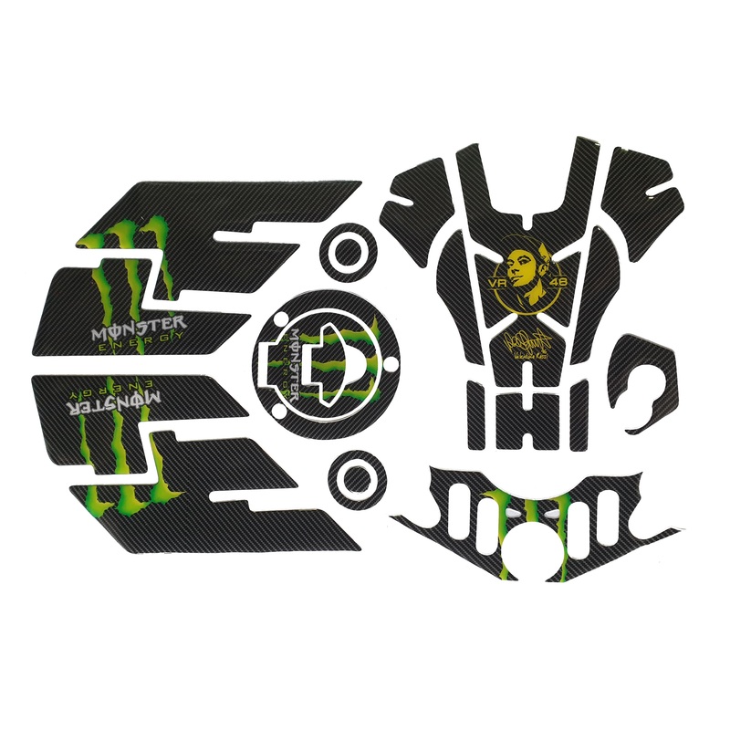 Yamaha R15 V3 Large Tank Pad Combo With Thigh/Knee Pad, T Plate, Ignition Lock Pad & Fork Top Sticker VR46 ME Theme