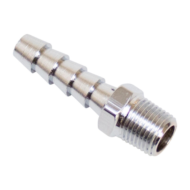 Straight  1/8″ NPT x 1/4″ Hose Barb Fitting -Chrome