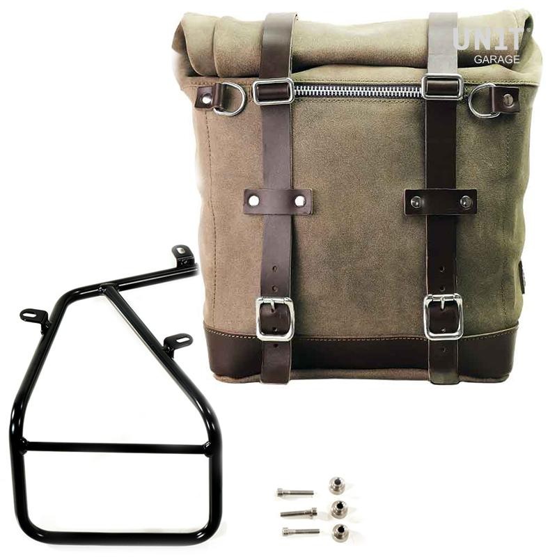 Unit Garage R9T Series Scram Waxed Suede Pannier & Single Luggage Rack