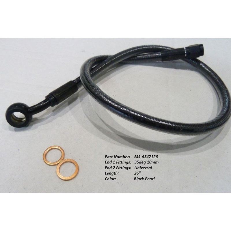 26in. Upper Front Brake Line with 10mm x 35 Degree Banjo – Black Pearl.