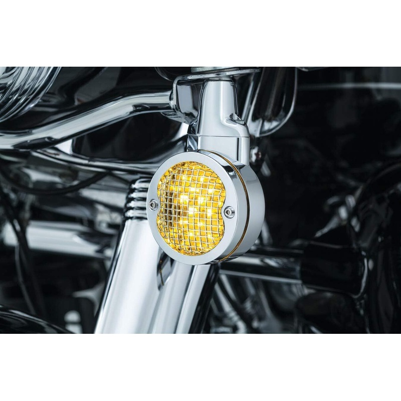 Kuryakyn 6513  Harley Davidson Chrome turn signal indicator  bezels trims 3D