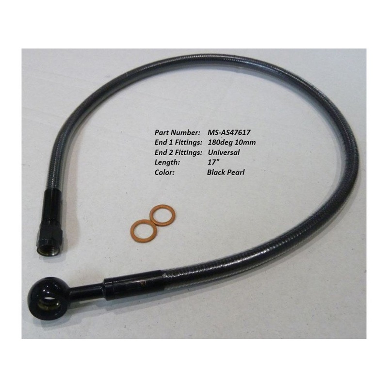 17in. Upper Front Brake Line with 10mm x 180 Degree Banjo – Black Pearl.