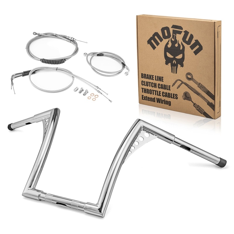 1993-2005 Harley Dyna Wide Glide 12″ Ape Monkey Bar Handlebar with Non-ABS Cable Kit