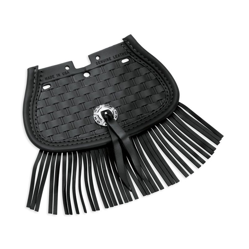 Harley Davidson 59027-99 Heritage Springer Leather Mud Flap with Fringe MUDFLAP, BLACK FRINGE