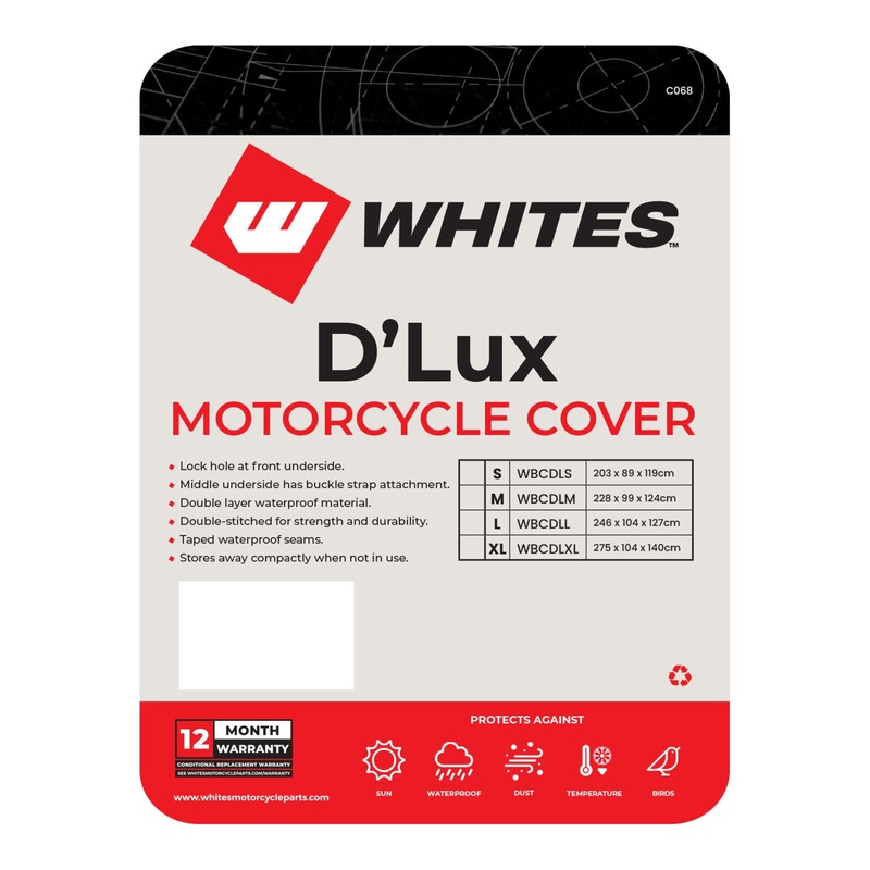 Whites Motorcycle Cover – D’Lux (L / 246 x 104 x 127cm)