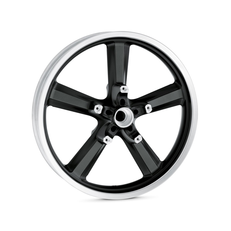 Harley Davidson 43634-08 5-Spoke Cast 19 in. Front Wheel – Aluminum WHEEL, FRT, 5SK, BLK, 19X3, W/O BRNG