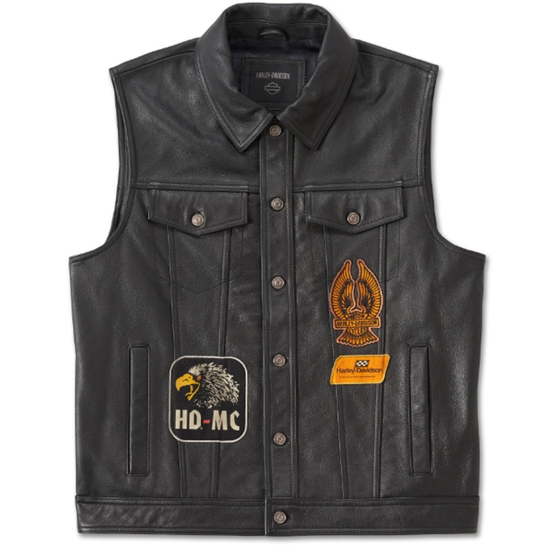 Harley Davison Men’s Fuel to Flames Leather Vest 97031-24VM