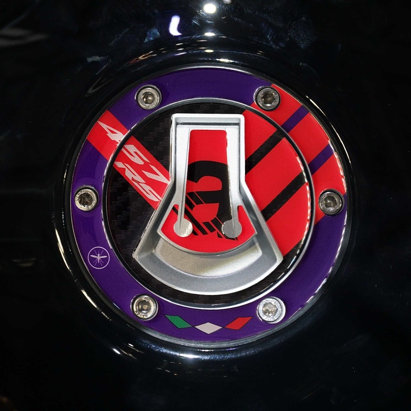 LabelBike 3D Sticker Tank Cap Protection Motorcycle Compatible with Aprilia RS 457 2025 – Purple – SBK Motoparts