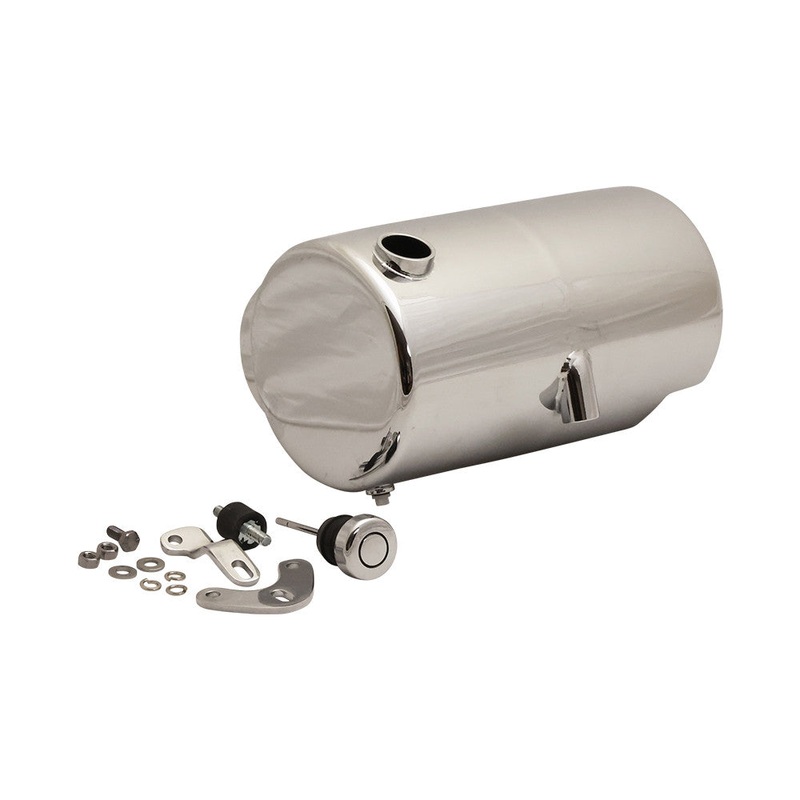 Custom Use Round Oil Tank With Battery Tray – Chrome- Side Fill