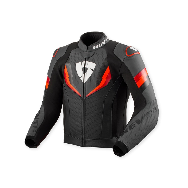 Revit Quantum 3 Leather Jacket Black / Neon Red
