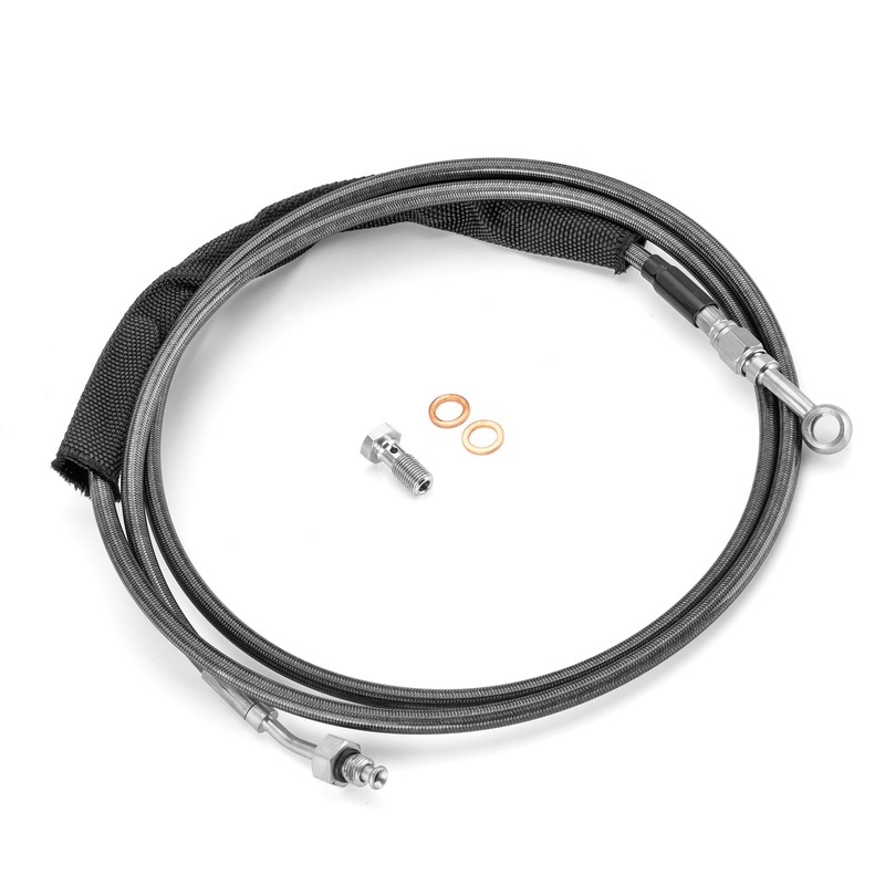 76″ Extended Length Stainless Steel Hydraulic Clutch Cable for 2017-2020 Harley Road King/Street Glide/Road Glide and 2017 Softail Fat Boy S/Slim S (for 12″-14″ Handlebar)
