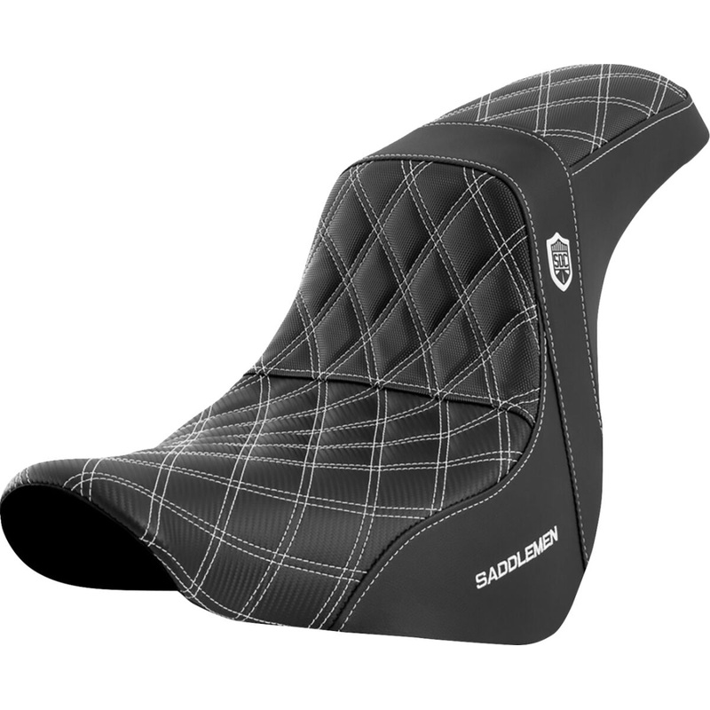 SDC Pro Series Performance Gripper Seat, White Stitch – 18+ Softail