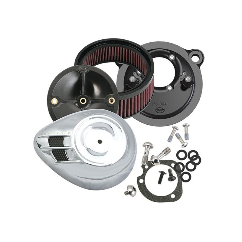 Stealth Air Cleaner Kit with High Flow Element – Chrome. Fits Touring 2017up & Softail 2018up Models with Stock Bore Throttle Body.