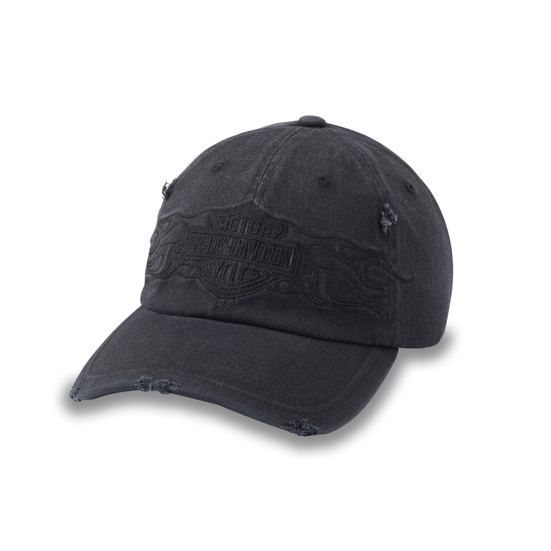 Harley Davidson Flying Lap Distressed Stretch-Fit Cap – Harley Black