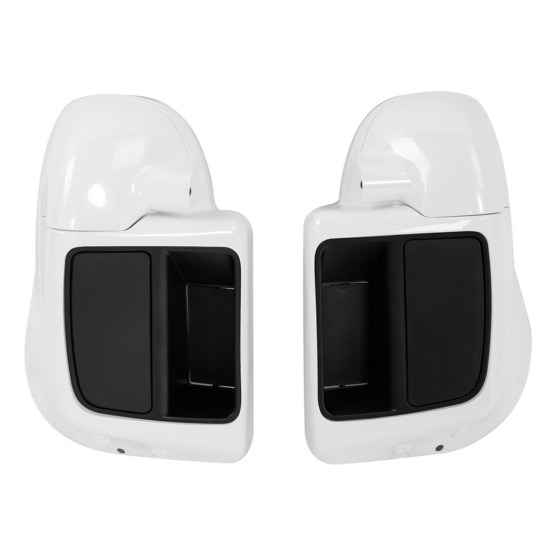 HR3 Salt Pearl & Black Tempest Vented Lower Fairing Kit With 6.5″ Speaker Pods For Harley Touring models 2014-2024