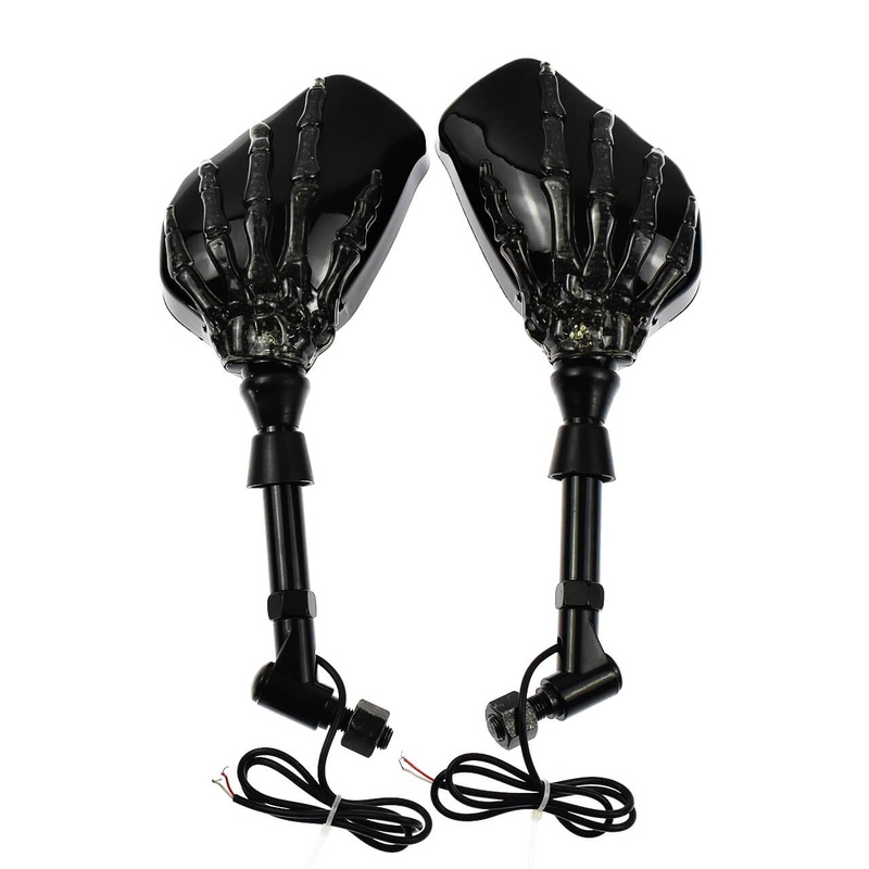 Motorcycle Skeleton Claw Rearview Mirrors Integrated LED Turn Signal | Mactions