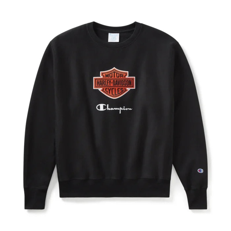 Champion x Harley-Davidson Fanatic Crew Neck Sweatshirt 96864-24VM – Black & Orange Champion