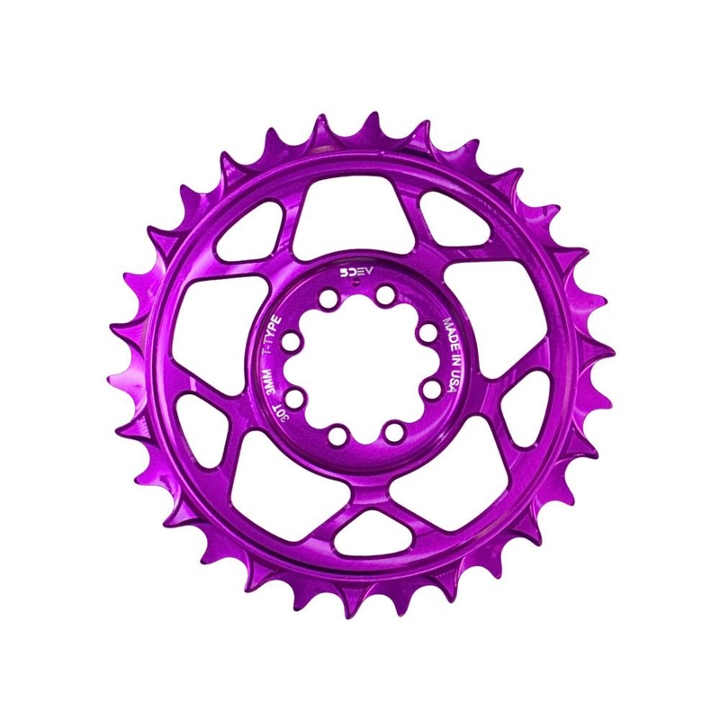 5DEV Chainring – T-Type SRAM 8-Bolt Chainring – 3mm Offset – 30T – Purple