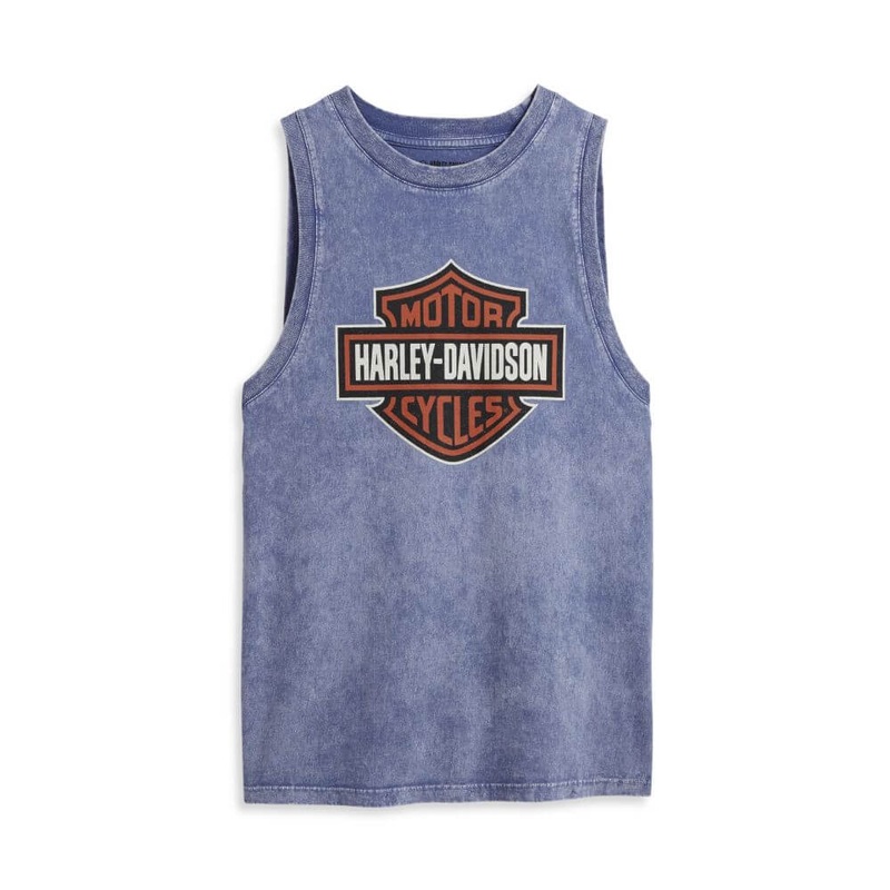 Genuine Harley-Davidson Women’s Chrome Warrior Vintage Wash Muscle Tank – Gray Blue 96210-23VW