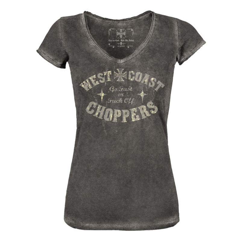 West Coast Choppers Go Fast Or F**k Off Ladies T-Shirt Black
