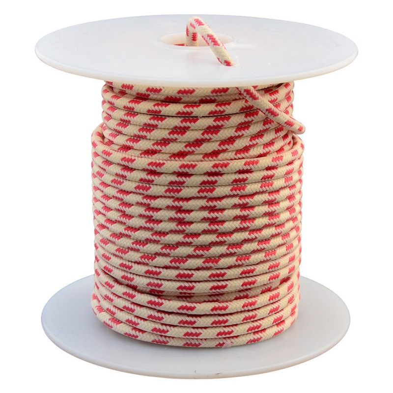16 AWG Vintage Cloth Covered Automotive Electrical Wire – White with 3 Red Tracers – 10 FT