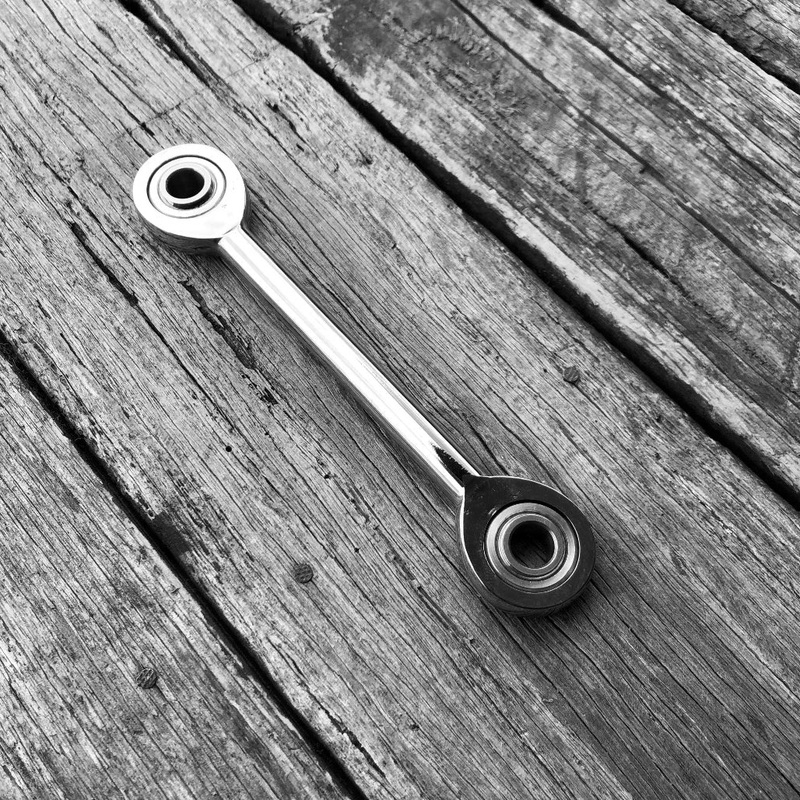 Brake Caliper Stay Arm, Chrome with Heim Joint. (3/8″ bolt hole)
