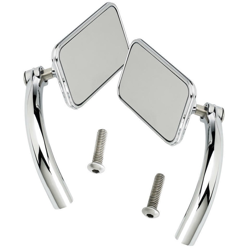 Biltwell Utility Mirrors Rectangle Perch Mount – Chrome Pair