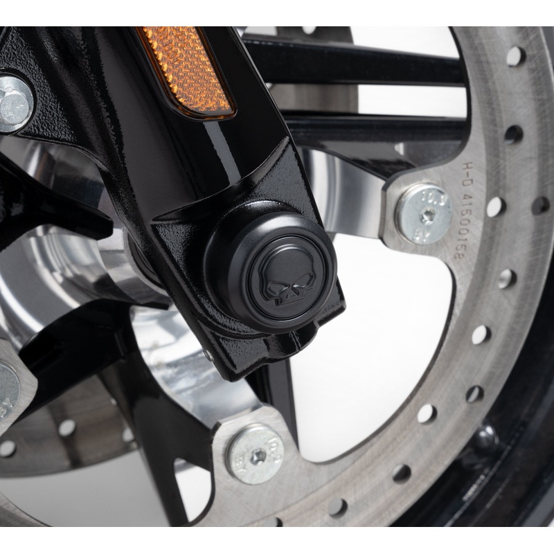 Harley Davidson 43000317 Willie G Skull Front Axle Nut Covers KIT,AXLE,NUT,CVR,FR,SKULL,BLACK