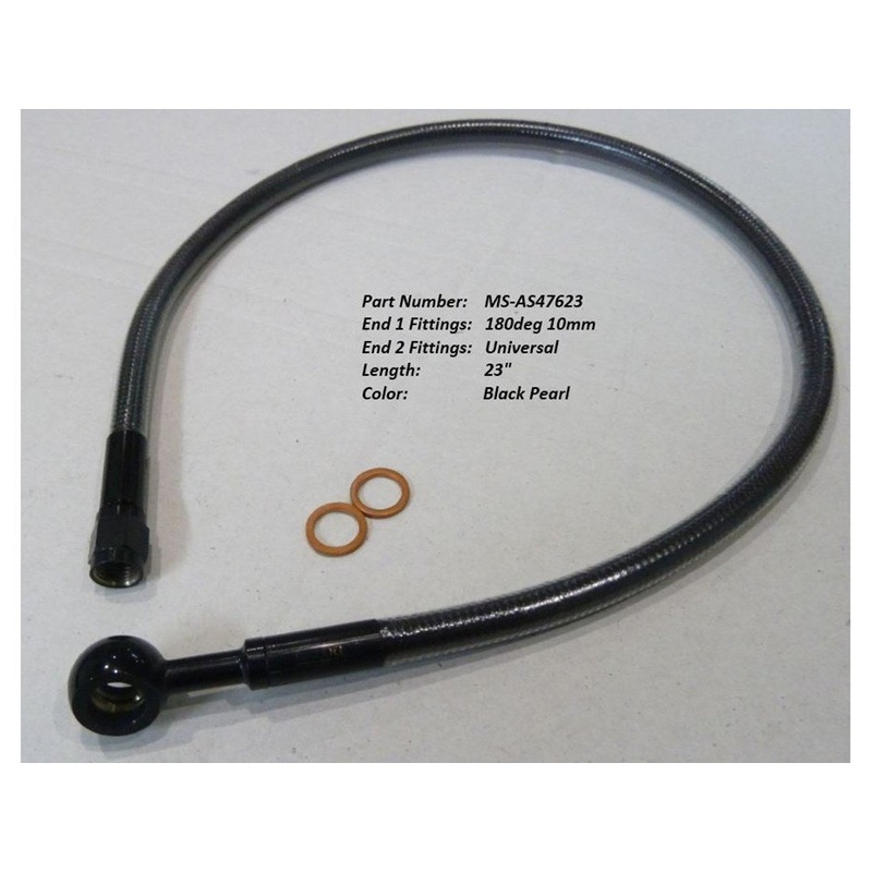 23in. Upper Front Brake Line with 10mm x 180 Degree Banjo – Black.