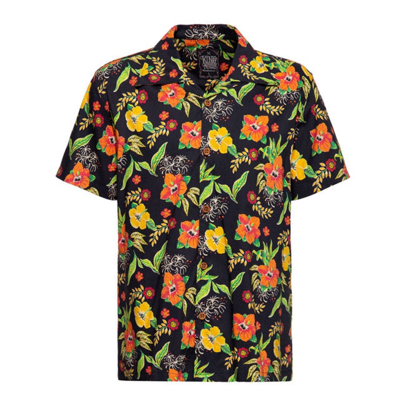 King Kerosin Hibiscus AOP Shirt Black