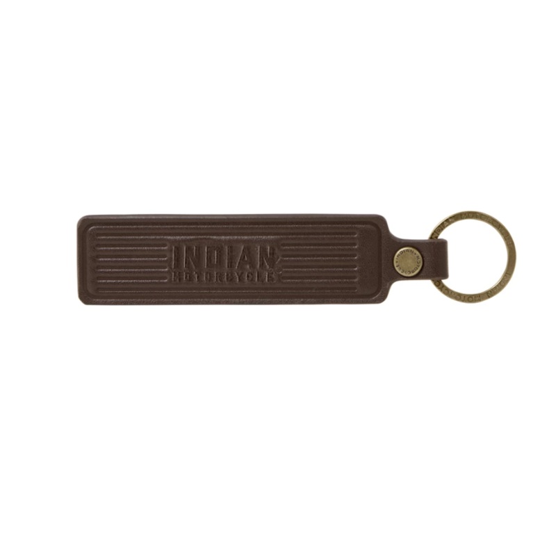 Leather Block Logo Key Ring