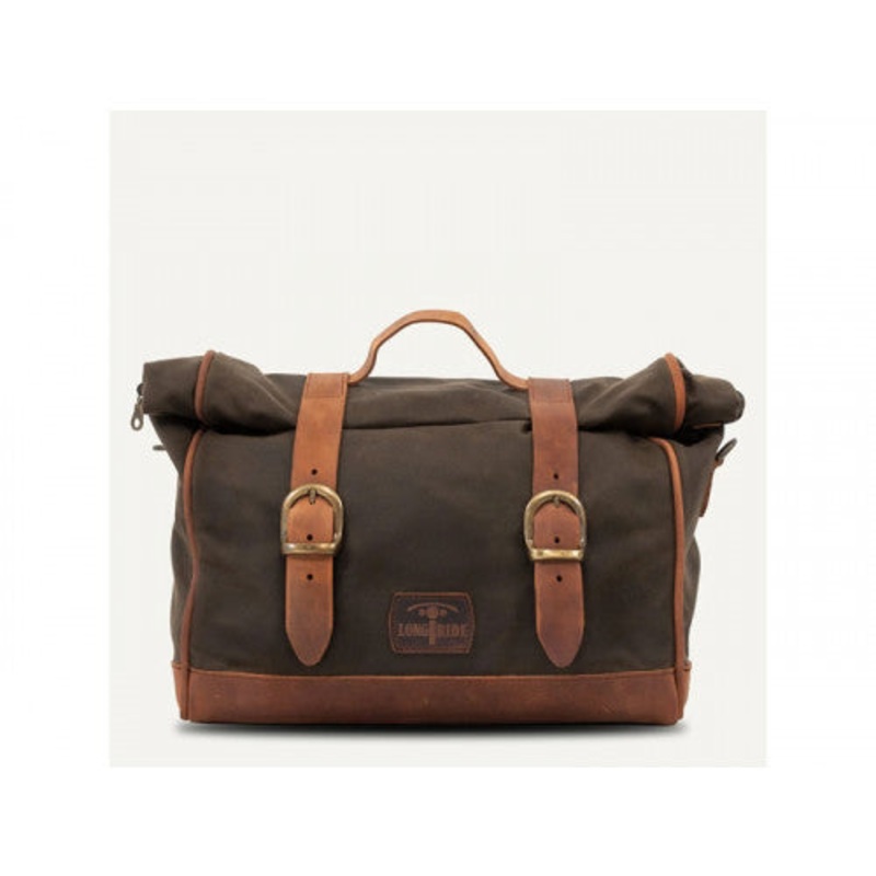 Longride Waxed Canvas Quick Release Saddlebag Khaki – 9.5 Liters