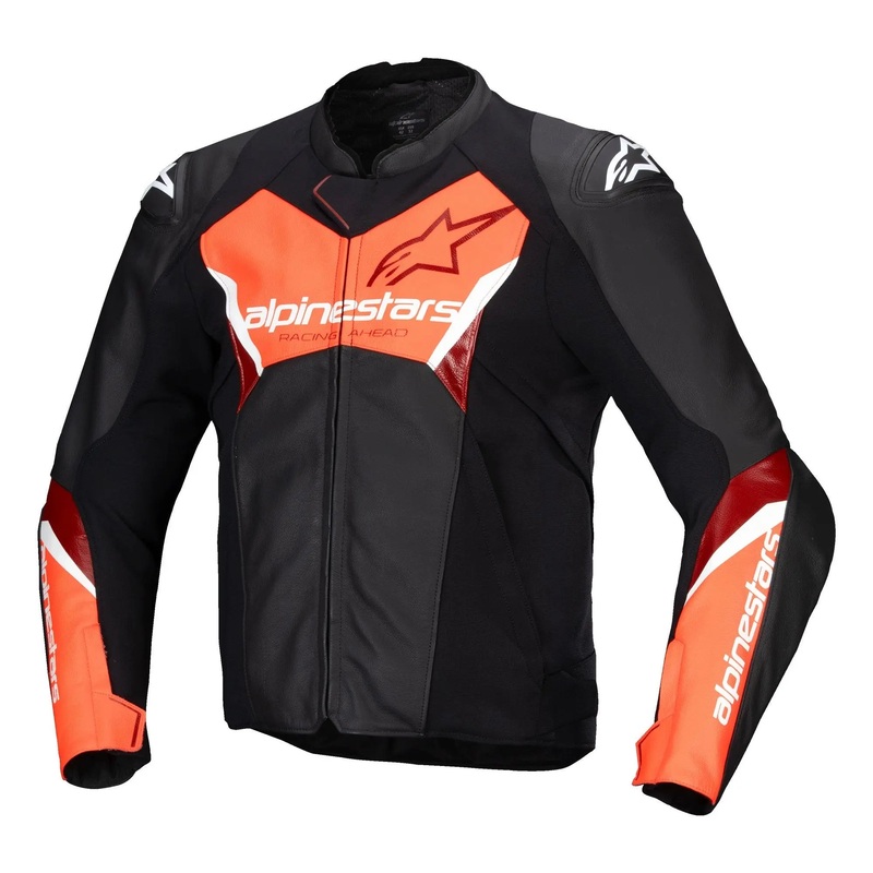 Alpinestars Faster V3 Leather Jacket Black / Fluo Red