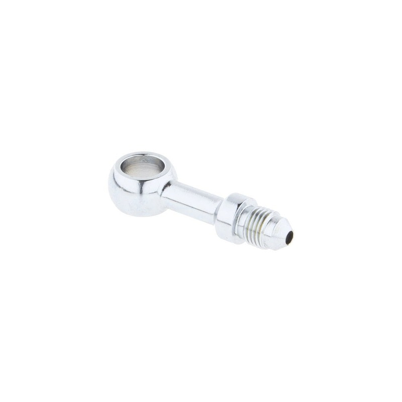 Chrome 3/8in. (10mm) ID, 180 Degree Straight Banjo – Male #3 End.