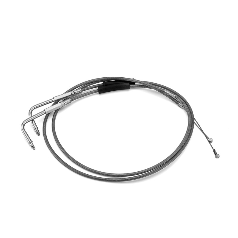 Black 42″ Throttle and Idle Cable Kit Compatible with Harley 1996-UP Harley Softail FXST/FLST and 1999-2017 Harley-Davidson Dyna FXD