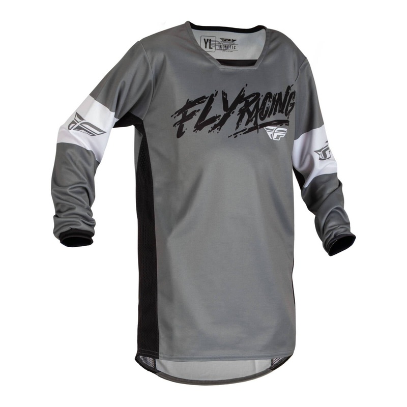 Fly Racing Kinetic Khaos Youth Jersey – Grey / Black / White