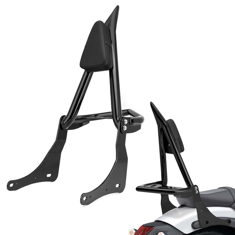 2017-2025 Kawasaki Vulcan S EN650 Gloss Black 27.6″ Height Sharp Angle Passenger Backrest Sissy Bar with Luggage Rack