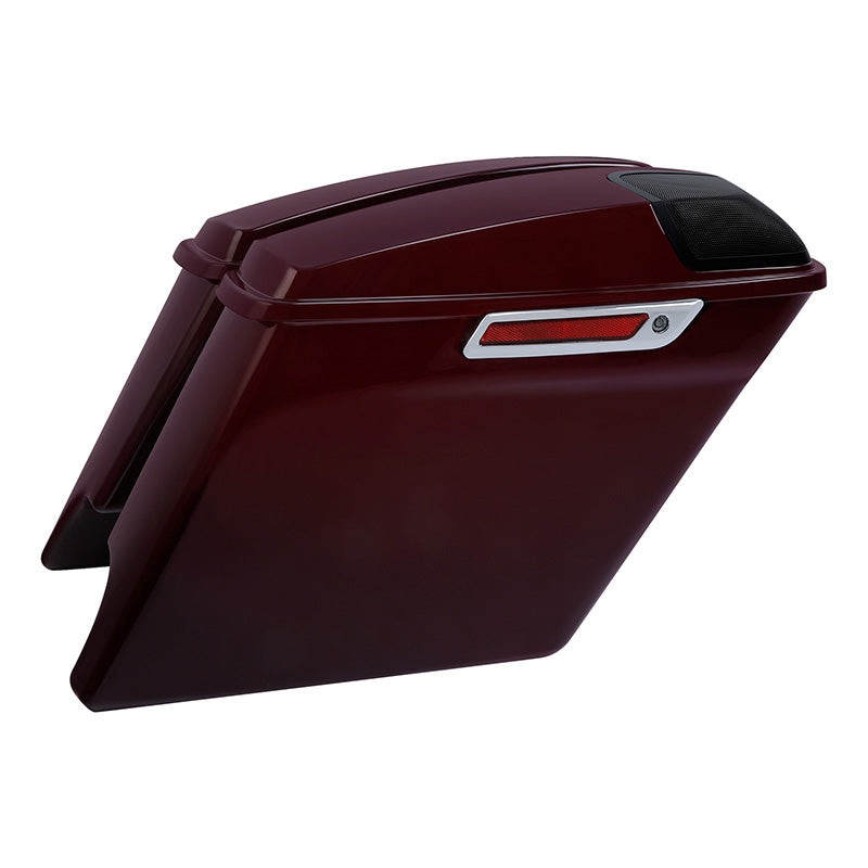 HR3 Billiard-Burgundy 5″ Stretched Extended Saddlebags with speaker lids For Harley Touring 2014-2023