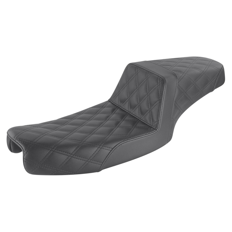 SADDLEMEN – Step-Up Seat  Full Lattice Stitch – Black – Dyna