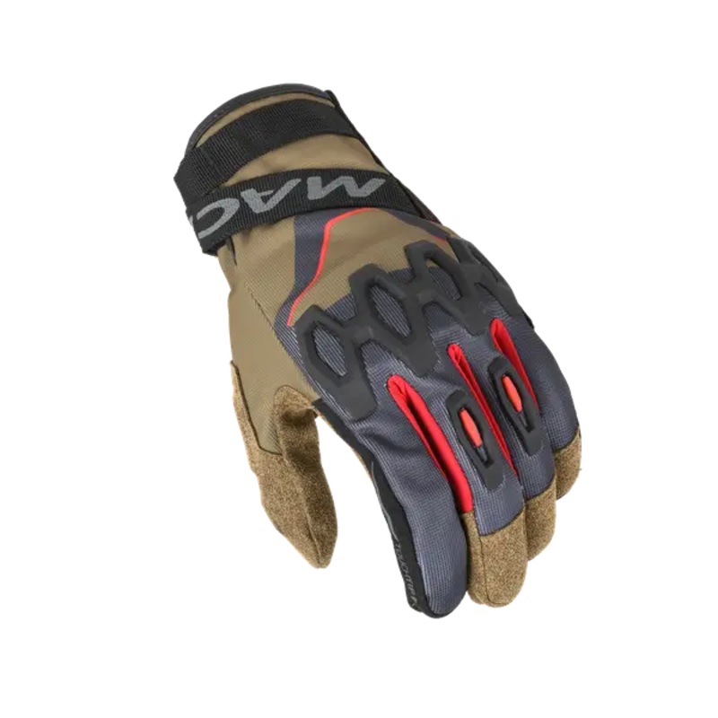 Macna Zairon 2.0 Short Textile Gloves Taupe / Black / Red