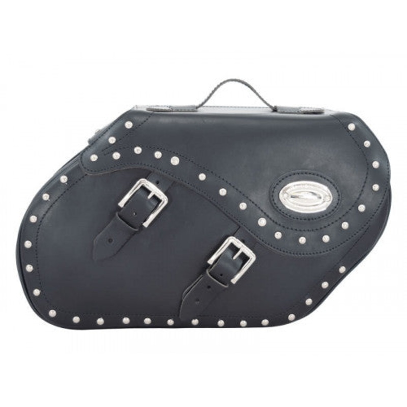 Longride Studded Leather Saddlebags Black – 34 Liters