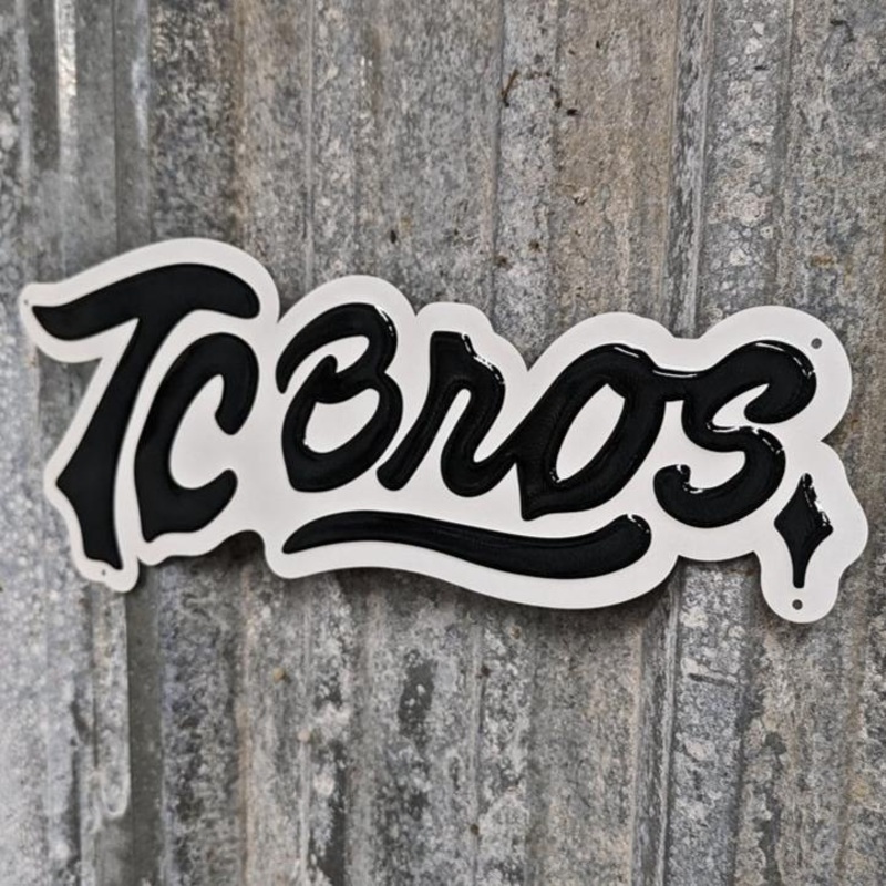 TC Bros. Metal Shop Sign – Stamped Aluminum
