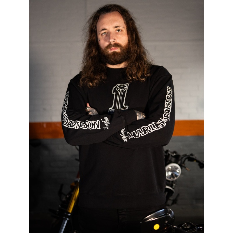 Genuine Harley-Davidson Willie G Sketchy #1 Crewneck Sweatshirt – True Black 96791-24VX