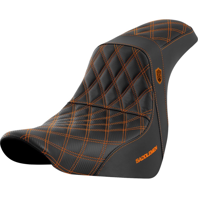 SDC Pro Series Performance Gripper Seat, Orange Stitch – 18+ Softail