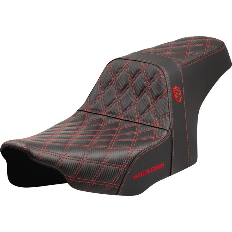 SDC Pro Series Performance Gripper Seat, Red Stitch – 24+ Touring