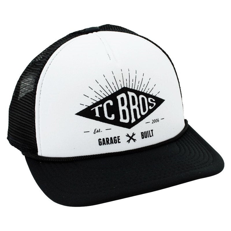 TC Bros. Diamond Trucker Hat – White/Black